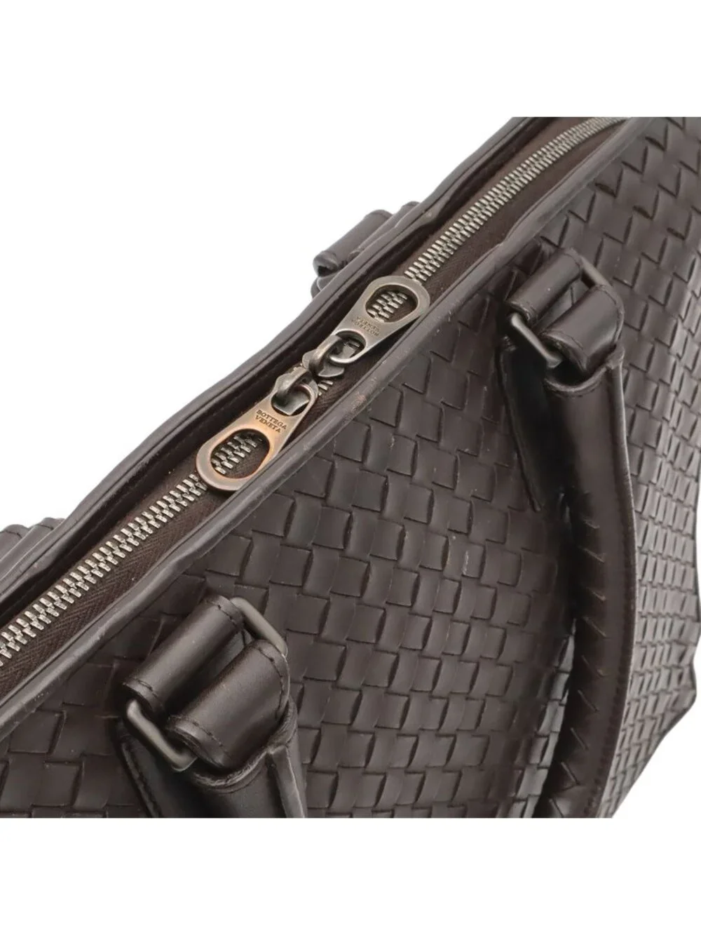 Bottega Veneta Intrecciato Business Briefcase Documents Purse Leather Brown